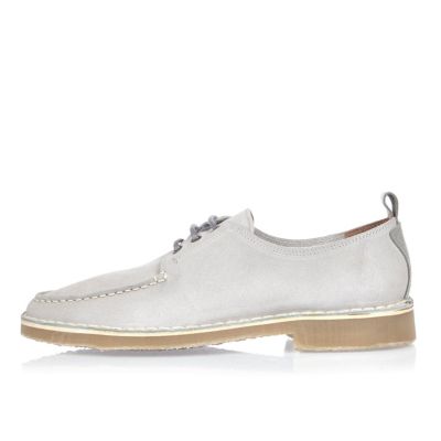 Light grey suede lace-up shoes